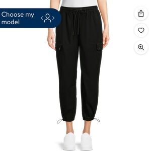 Time and True Black parachute Cargo joggers